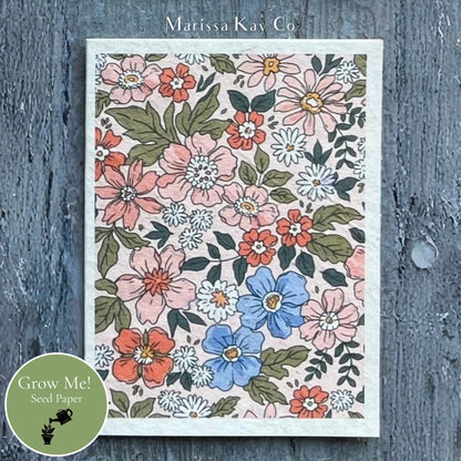 All-Occasion Card + Personal Note – Plantable Seed Paper, William Morris Floral Print – Single