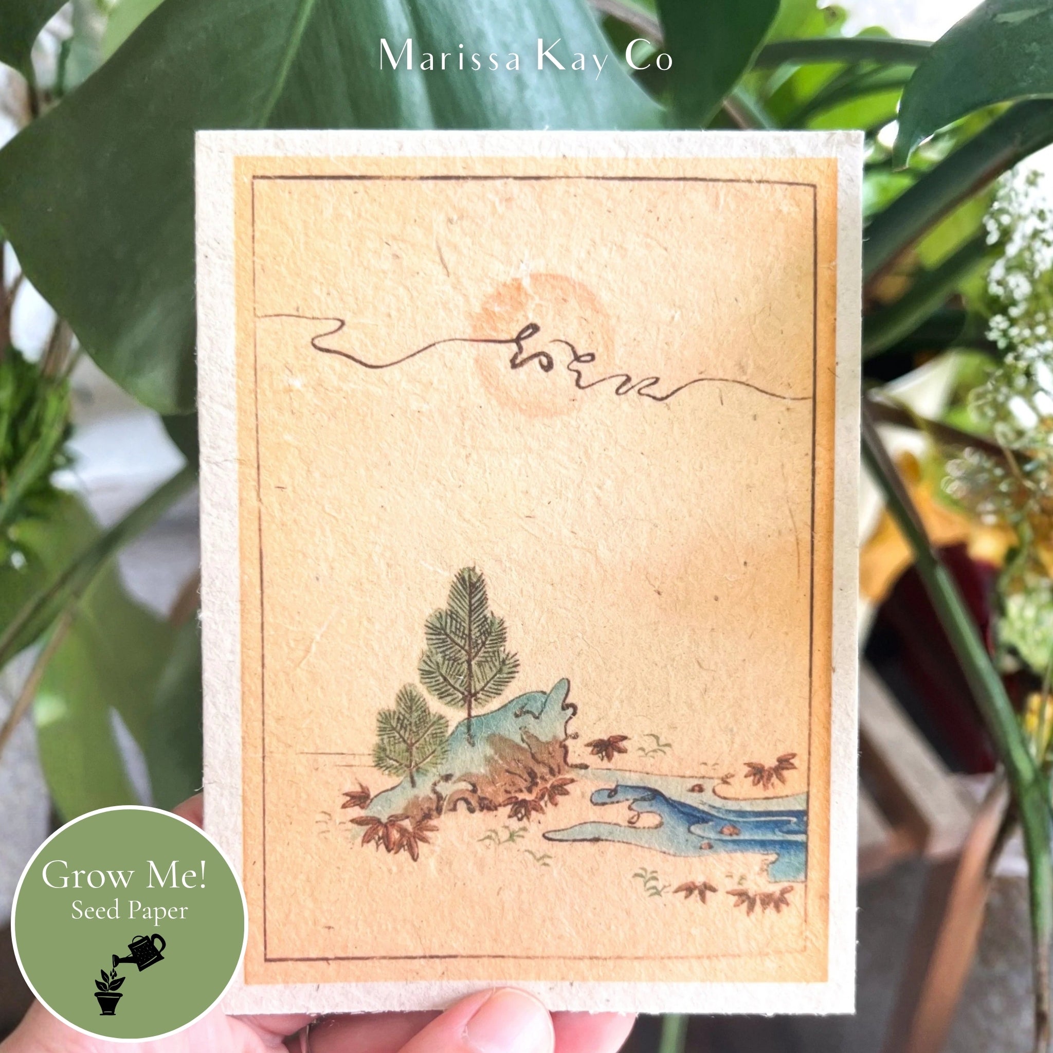 All-Occasion Card + Personal Note – Plantable Seed Paper, Japanese Tree &amp; Sky – Single