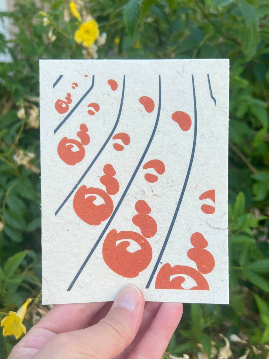 seed paper card with abstract japanese art, 
