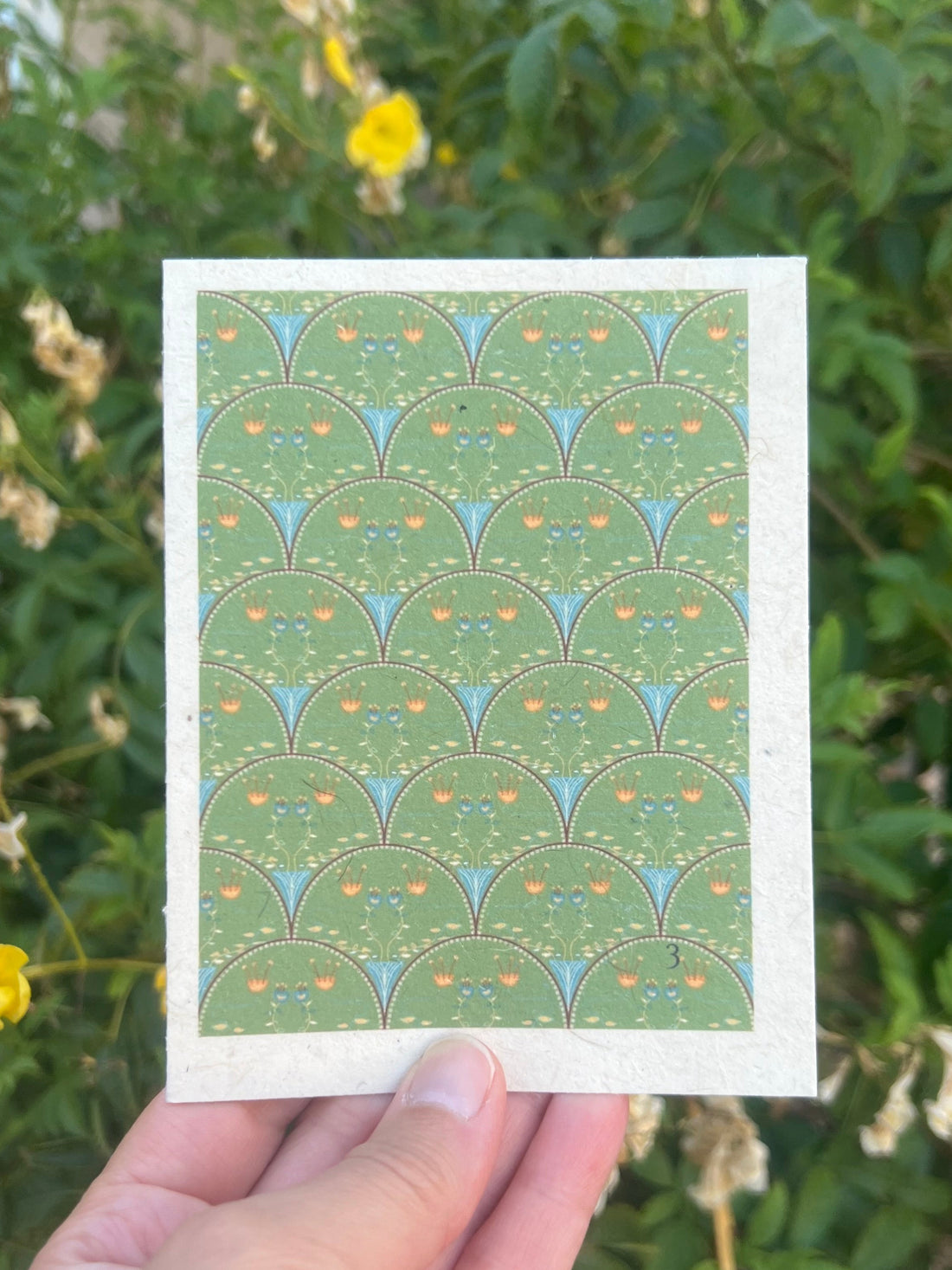 planable card with green scallop pattern