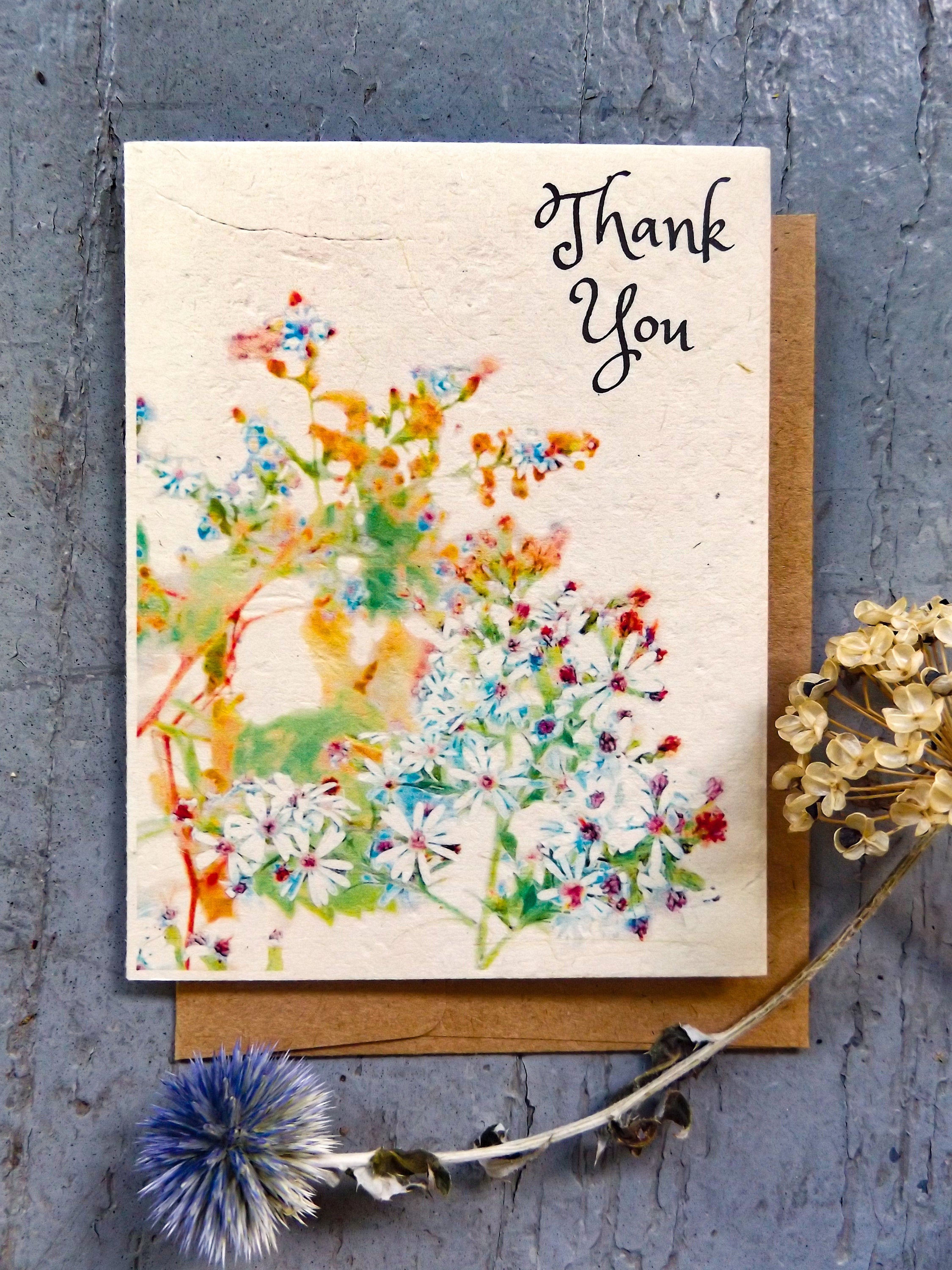 PLANTABLE Thank You Cards || Supports Women In Nepal || Wildflower Seed Paper || Hand Drawn