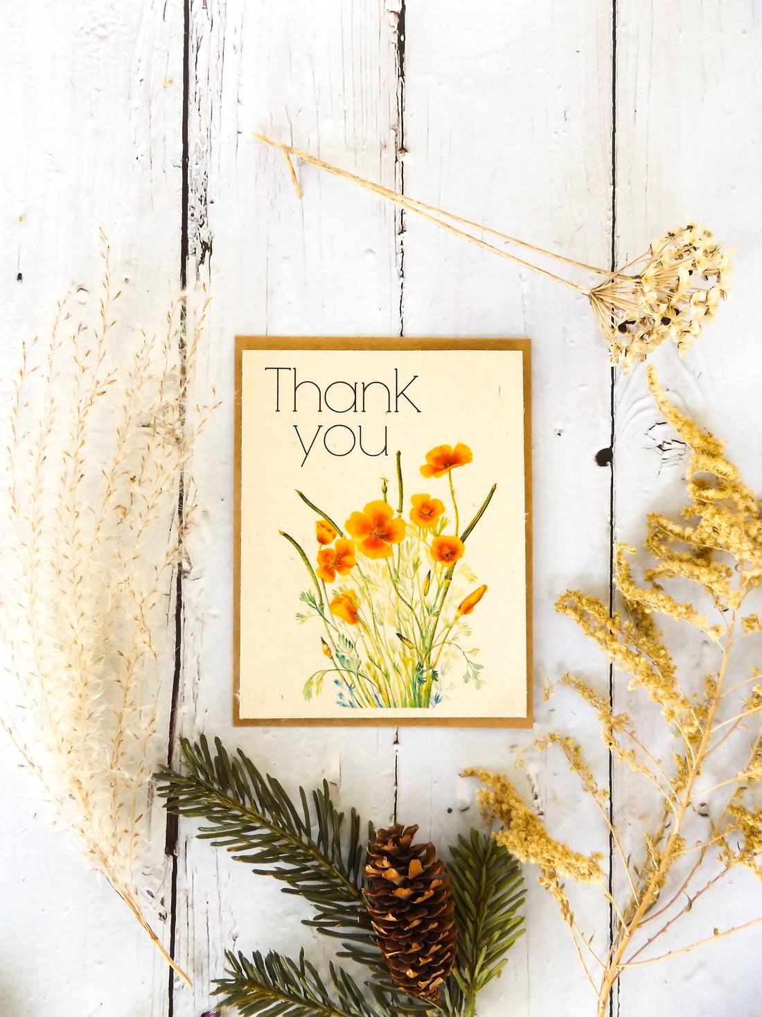 Plantable Vintage Thank You Cards || 6 pack Wildflower Seed Paper || Beyond Zero Waste || Mexican Poppy || Supports Women || Eco-friendly