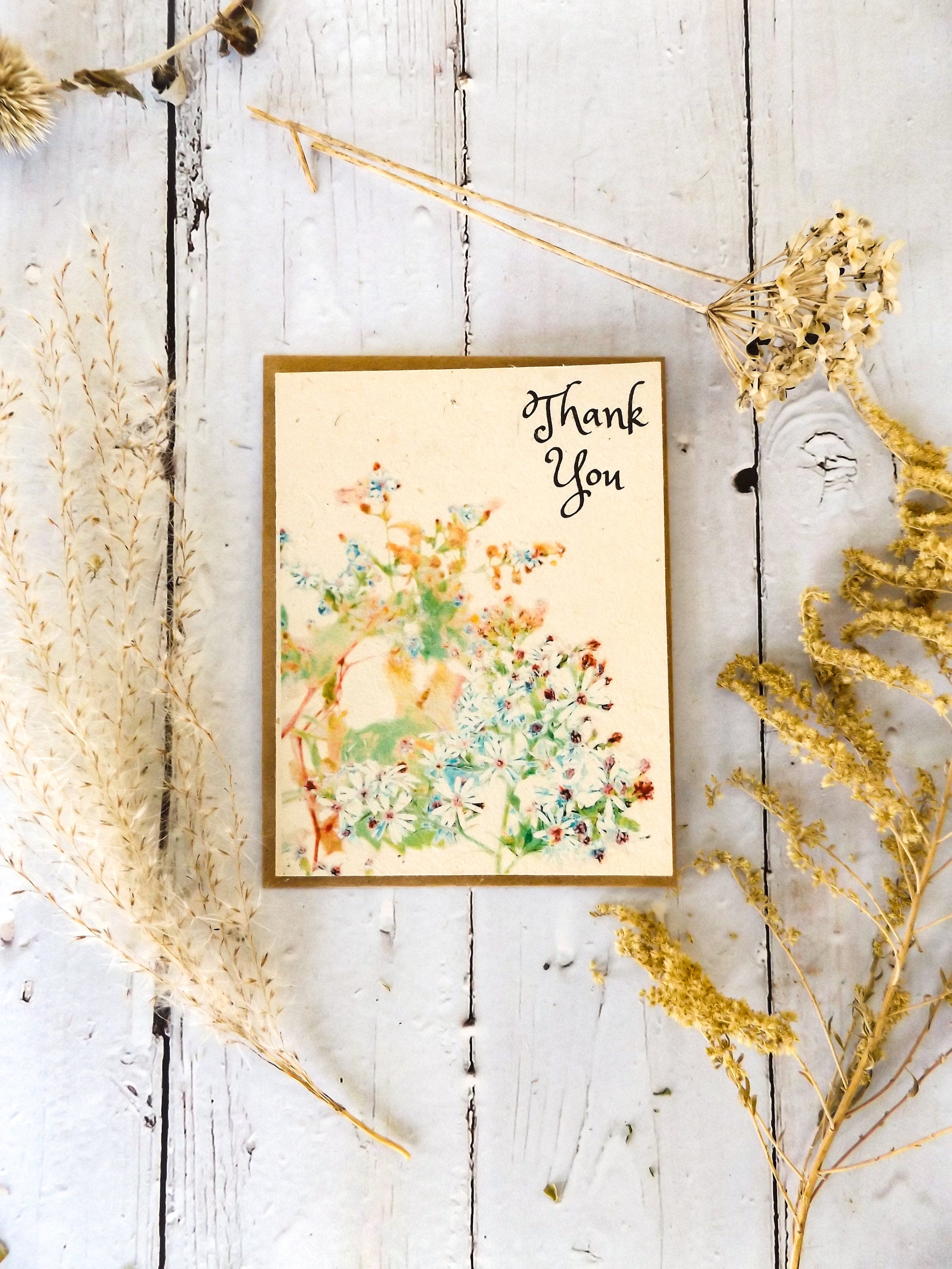 PLANTABLE Thank You Cards || Supports Women In Nepal || Wildflower Seed Paper || Hand Drawn